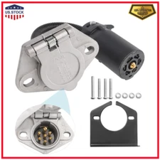 7-Way RV Blade to 7 Way Round Pin Trailer Adapter Connector, Die-cast Zinc with