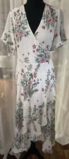 Highline Boho Prairie Cottage Flutter Sleeve & Hem Women's Wrapped Dress Sz L