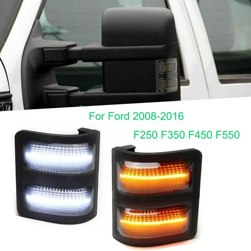 LED Switchback Side Mirror White/Amber Lights For 08-16 Ford F250 F350 F450 F550