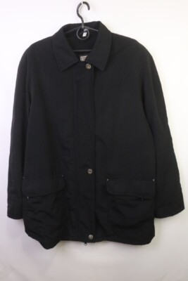 Laura Lebek Black Polyester Collared Long Sleeves Button-Up Jacket 46