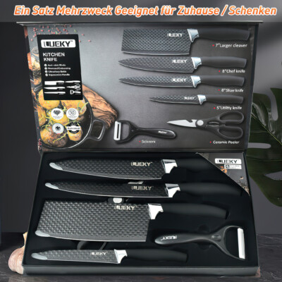 6pcs Kitchen Knife Set Japanese Stainless Steel Cleaver Chef