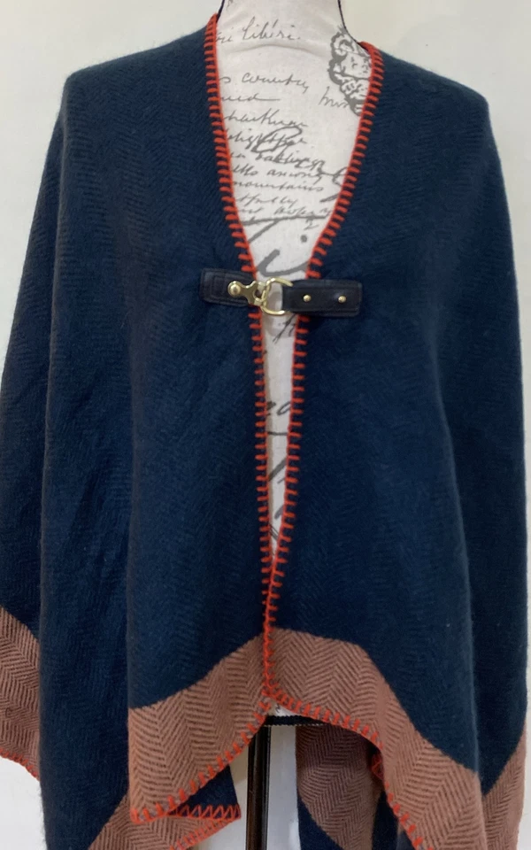 Poncho Vince Camuto verde azulado espiga punto látigo Ruana capa chal Foto 2 de 4