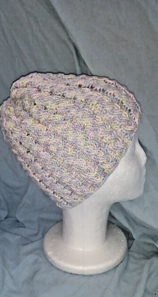 Mütze, gehäkelt Glitzer, Pastelltöne, Flechtmuster - Bild 4 von 4