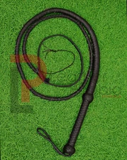 Genuine CowHide Bullwhip 6 Feet Long Handmade Dark Black 12 Plaits Bull Whips