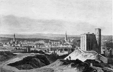 CLIFF AND ITS CASTLE seen from the ROCKS of NORON in the 19th century - Fine engraving 19th century