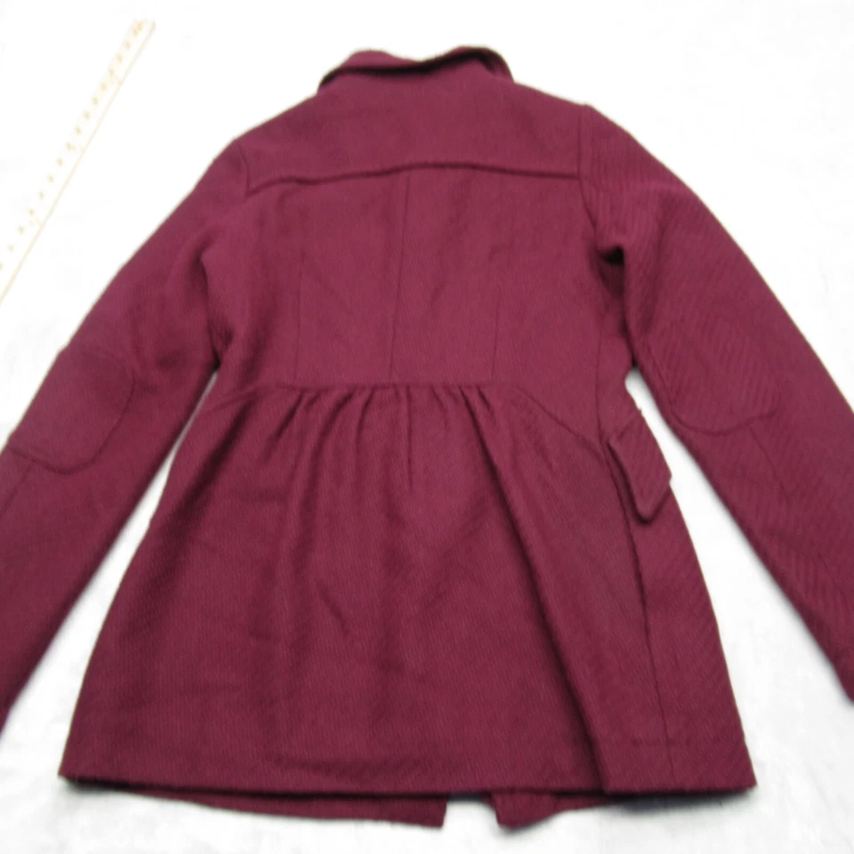 Abrigo Billabong Mezcla Lana Guisante Mujer Medio Púrpura Botón Cremallera Frontal Chaqueta Leer Foto 3 de 4