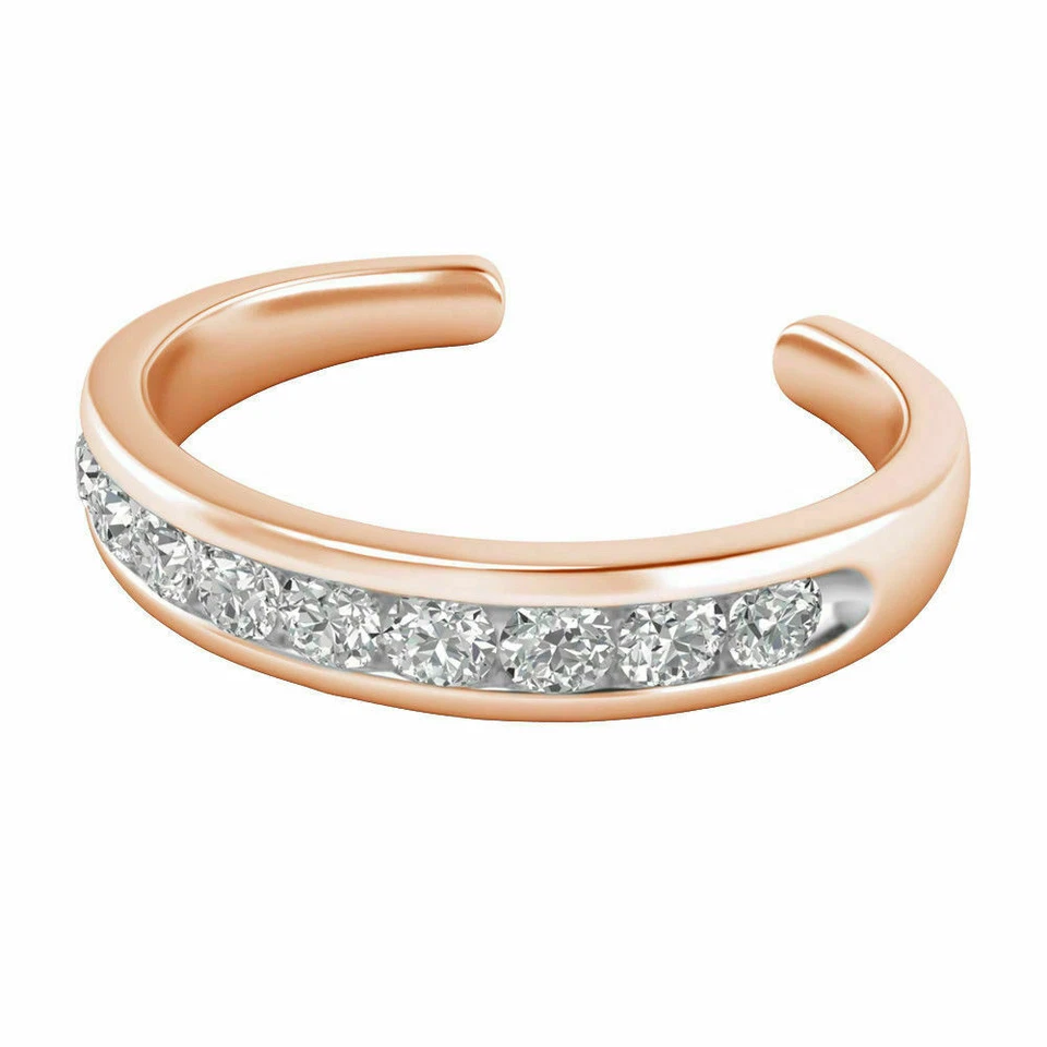 Kanal Set Verstellbarer Zehenring 18K Rose Vergoldet .35 Rund Künstlicher - Bild 3 von 4