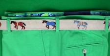 "Hand-Needlepoint Belt w/ 7 Horse Blanket Motif" Sz 33