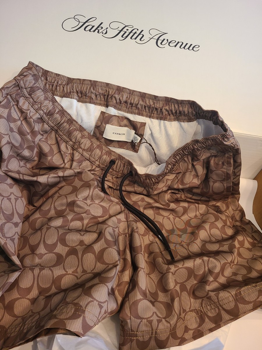 New Coach Men's Signature Swim Logo Trunks Size Large