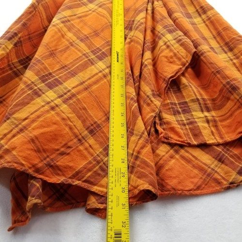 Kasper Skirt Women 8 Orange Plaid Linen Asymmetrical Layered Western Prairie - Picture 6 of 8