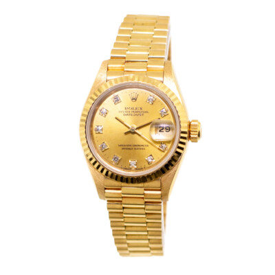 ROLEX DATEJUST レディースゴールドダイヤル Rolex Lady-Datejust 26mm Yellow Gold Champagne Diamond Dial And