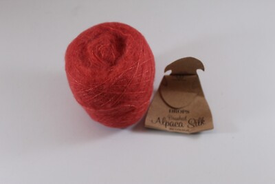 Drops Brushed Alpaca Silk Yarn #6 ''Coral'' One Ball 77% Alpaca 23% Silk Orange