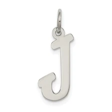 Sterling Silver 925 Script Letter J Initial Charm Pendant 0.71 Inch
