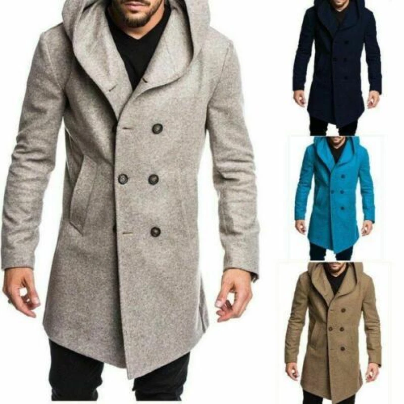 Saco De Invierno Abrigo Largo Moda Lana Chamarras Para Hombre | eBay