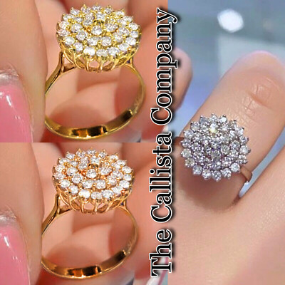 CALLISTA CO. LAB-CREATED RD CUT 3A+ CZ TRENDY CLUSTER RG SZ 6-9