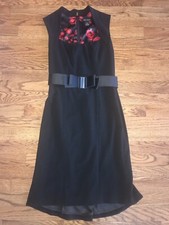 White House Black Market Little Black Dress Size 0 Belted Sheath