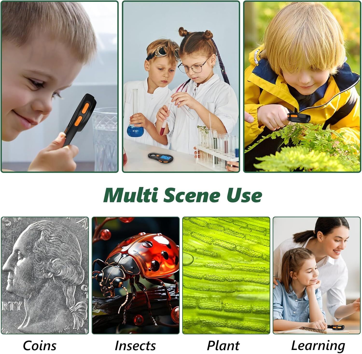 Portable Microscope Microscope with 8 LED 500x Mini Microscope Optical Magnifier