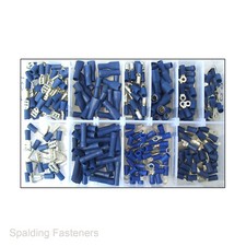 Assorted Blue Electrical Crimp Spade, Bullet, Ring & Socket Terminals