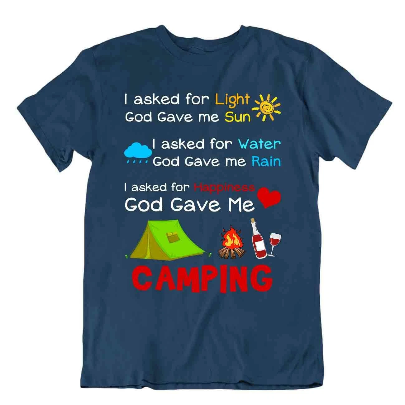 Camping Outside Travel T-Shirt Gift Cute Funny Outdoor Light Sun