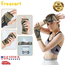 Copper Wrist Brace Support Compression Sleeve Arthritis Gym Carpal Tunnel US