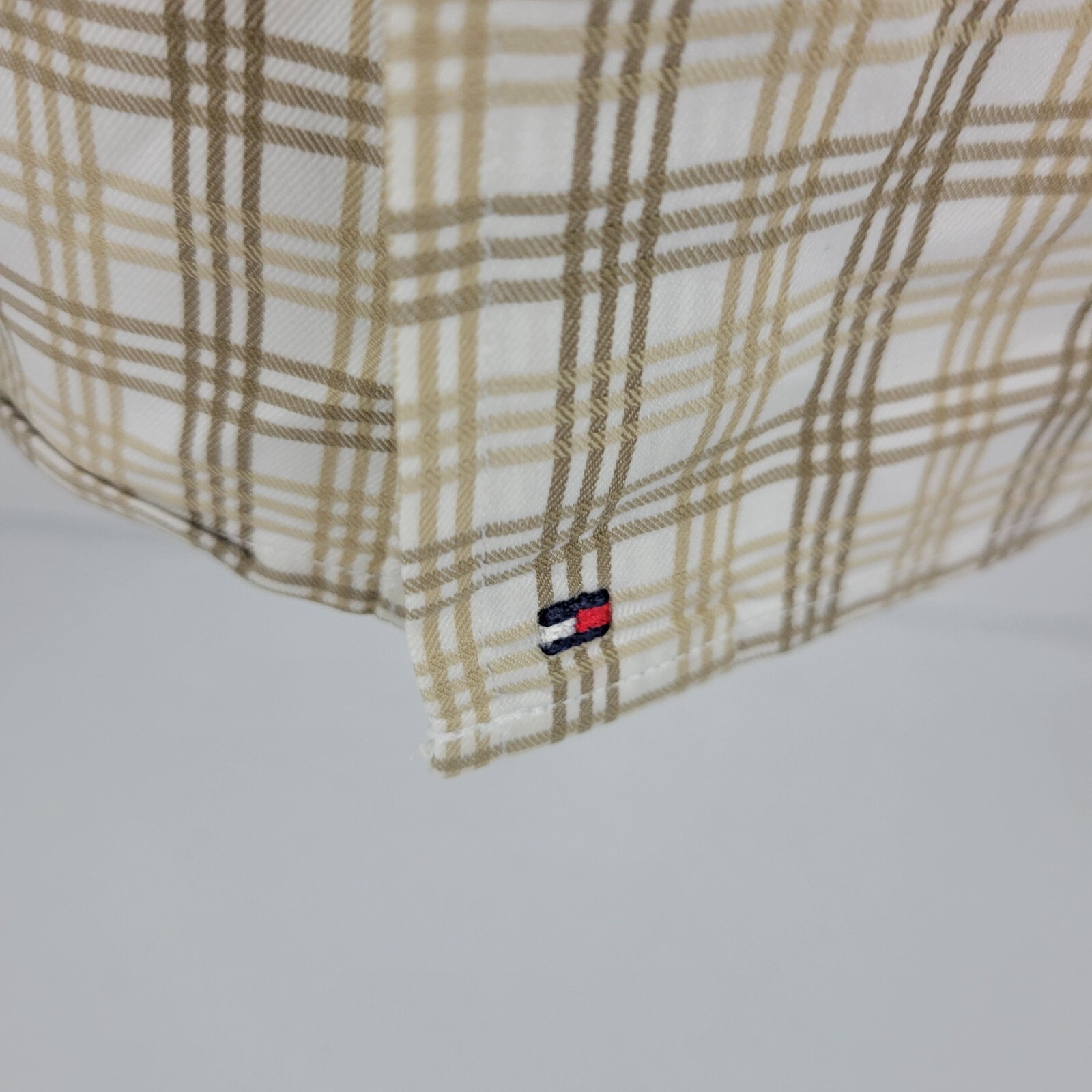 Tommy Hilfiger dress shirt plaid bronze 80s 2 ply L mens button down 97 thumbnail 3