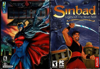 Hero X and Sinbad Legend of the Seven Seas Pc New Boxed XP Super Heros & Pirates