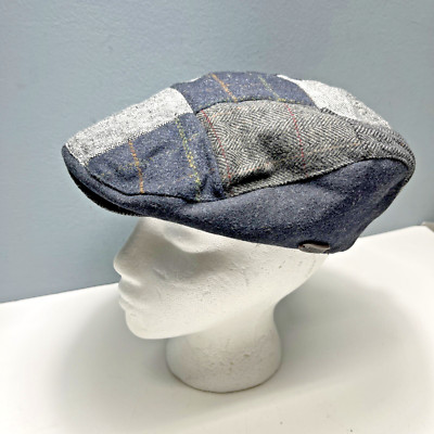Heritage Traditions Patchwork Flat Cap Blue Tweed One Size Fits All - New w/Tags