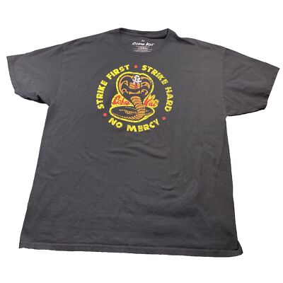 Cobra Kai ''Strike First Strike Hard No Mercy'' Black T-Shirt Size XL Karate Kid ￼