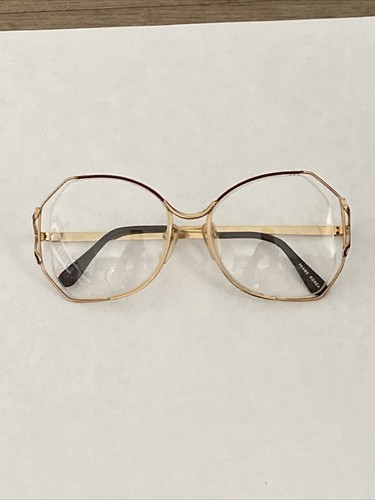VTG New St Moritz Red & Gold Sabrina Diva RX Eyeglass Frames Art Deco 52-16 - Picture 2 of 12