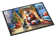 Schnauzer Grey Moments With Santa Doormat