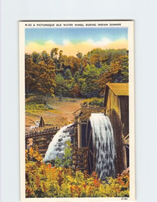 #ad Postcard A Picturesque Old Water Wheel During Indian Summer $3.46