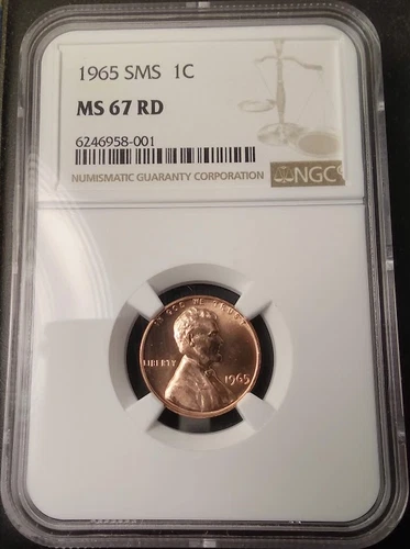 :1965 SMS 1C LINCOLN CENT NGC MS-67-RD BRIGHT-SHINE-RED LOW-POP HIGHEST-GRADES 
