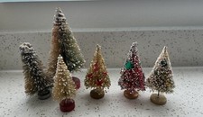 VINTAGE BOTTLE BRUSH TREE LOT OF 6 PINK GREEN...