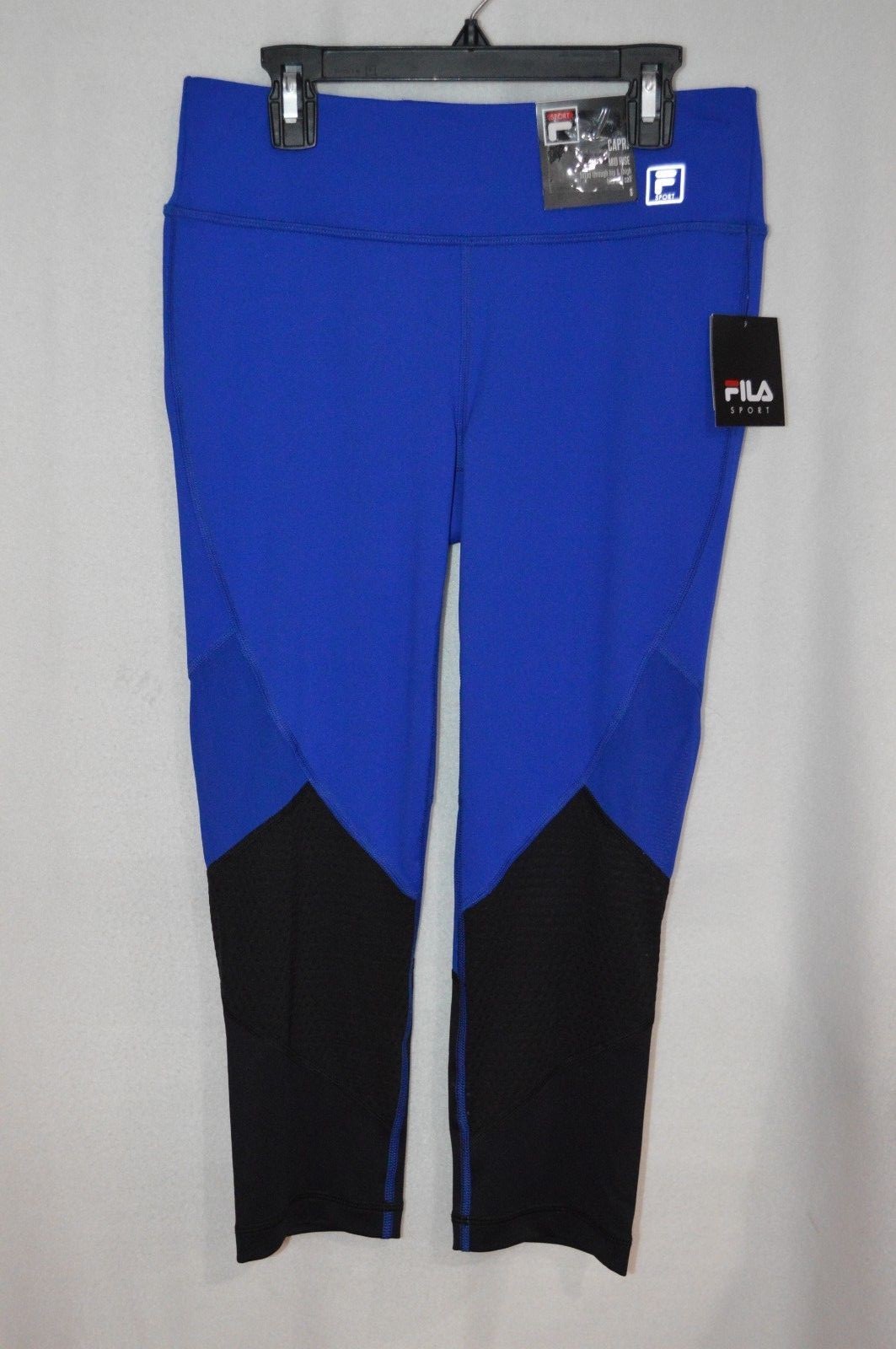 Leggings donna FILA SPORT Capri con inserto in rete cobalto nero Taglia S Nuovi con etichette