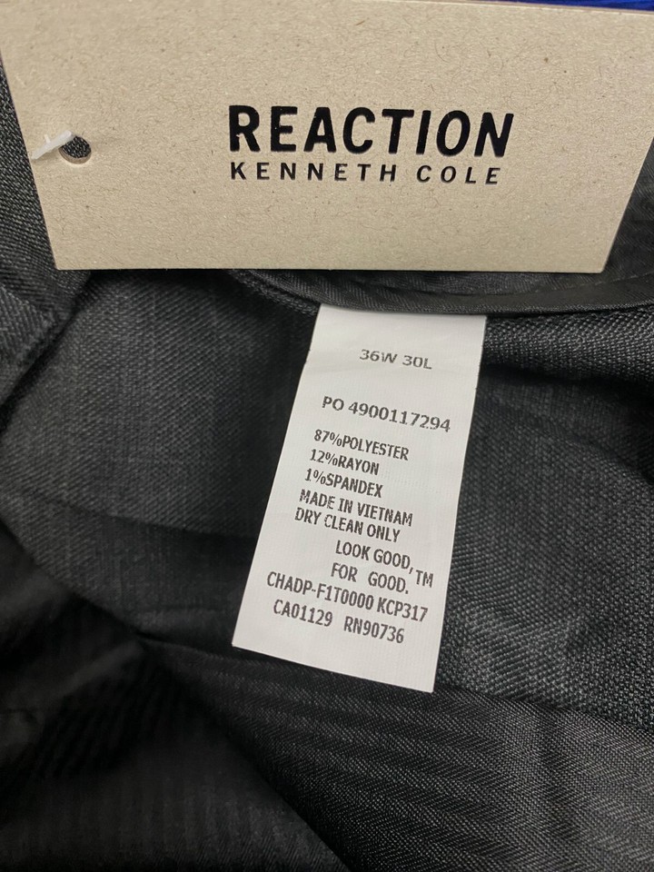 Cole Men's Gray TechniCole SlimFit Trousers Dress Pants Size