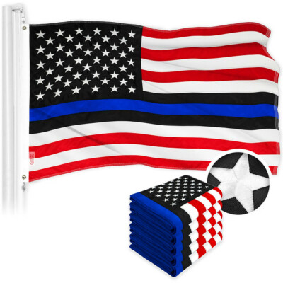 NEW G128 Blue Lives Matter Flag 5-Pack 3x5 FT, Support Embroidered Polyester