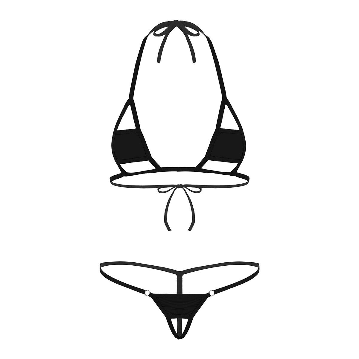 Damen Sexy Neckholder Badeanzug Ausschnitte Micro Bikini Ouvertslip Dessous Set 6 Damen Sexy Neckholder Badeanzug Ausschnitte Micro Bikini Ouvertslip Dessous Set