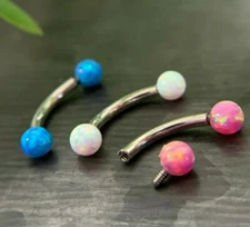 1pc Opal Balls Surgical Steel Eyebrow Ring 16g, 5/16" (8mm) - choose color