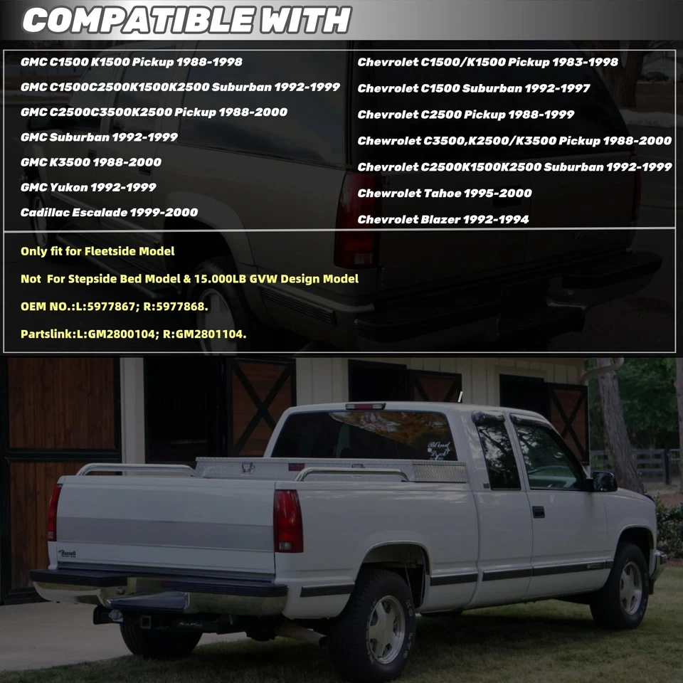 Tail Lights For Chevy GMC C/K 1500 2500 3500 Pickup Suburban Smoke Red W/Bulbs Foto 2 de 4