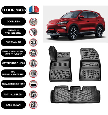 Floor Mats Liner Fits Byd Seal U DM-i Hybrid (2023-2026) 4D Molded Black 4pcs