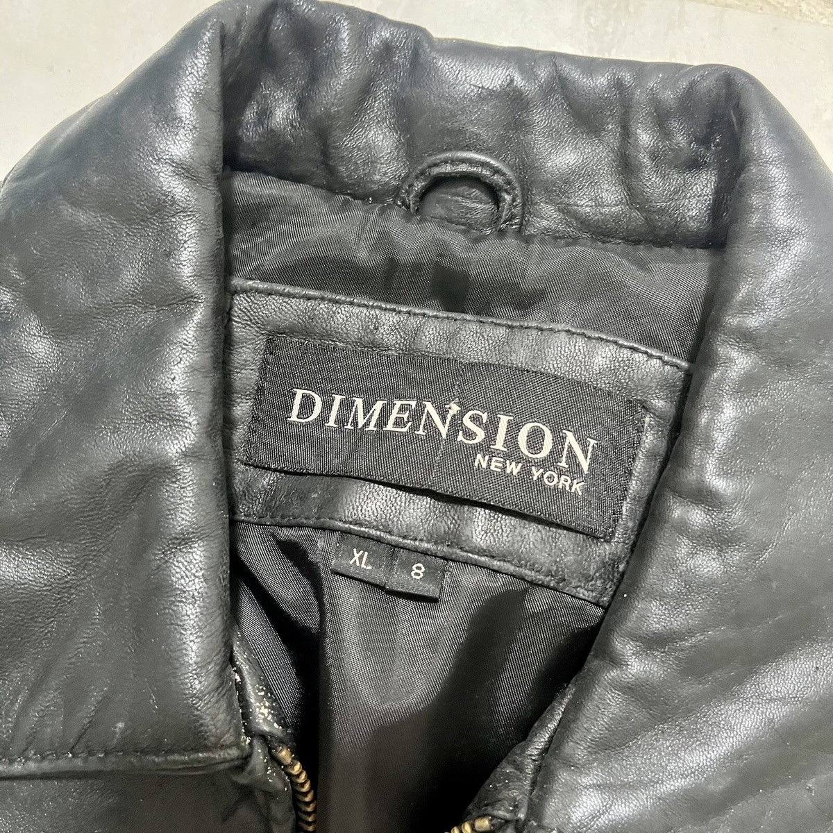 Dimension New York 黒レザージャケット Dimension New York Women's Black Leather Lined Jacket Coat Sz