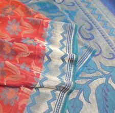 Sushila Vintage Rust Saree Banarasi Zari Brocade Premium Pure Cotton Silk Sari