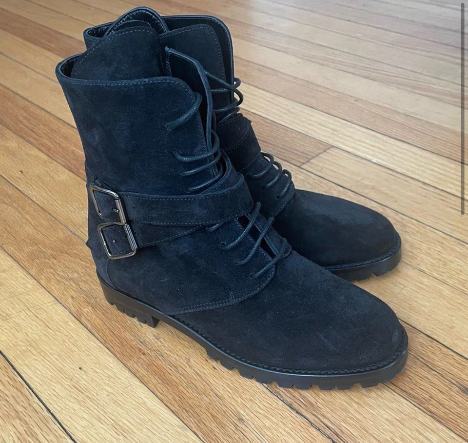 Manolo Blahnik Women's Black Tiniosa Suede Short Moto Boot Shoes Size 36 - Image 2 of 4