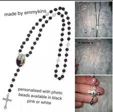 Personalised Own Photo Rosary Beads Communion Christian Catholic Prayer Gift