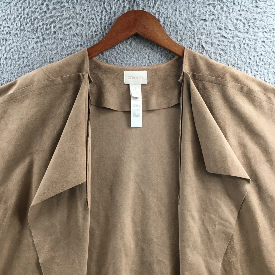 Chicos Cardigan Poncho Kimono Womens 1 Beige Short Sleeve Casual Open Front - Image 2 of 4