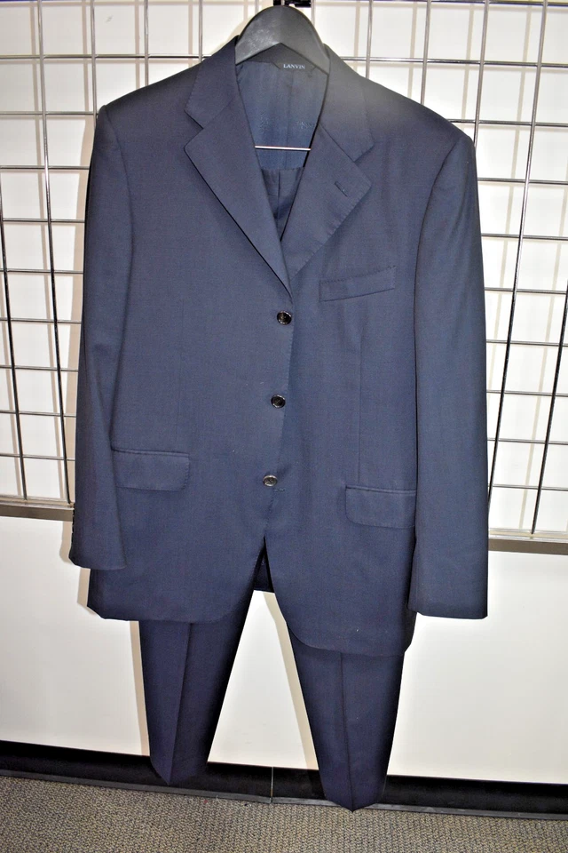 Traje Lanvin de lana azul oscuro para hombre talla 52R a la venta ns Foto 3 de 4