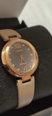 Citizen EX1513-00Y Capella 34mm Ladies Eco-Drive Diamond Accents Rose Gold 