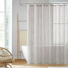 Madison Park Anna Sheers Shower Curtain, Textured Striped Accent Design, Modern