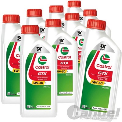 9x1L CASTROL GTX 5W-30 C4 MOTORÖL passend für MB 226.51 RENAULT RN 0720 ACEA C4