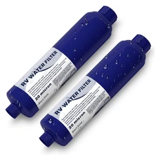 RV Camper Inline Water Filter, 2 Packs Marine Garden Camping Water Hose KDF F...